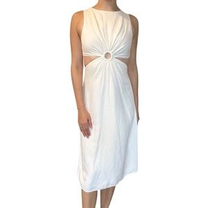 En Saison Midlength Dress White Linen Cut Out Elegant Bridal Cocktail Size Small